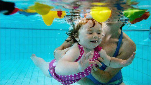 Ребёнок плавает