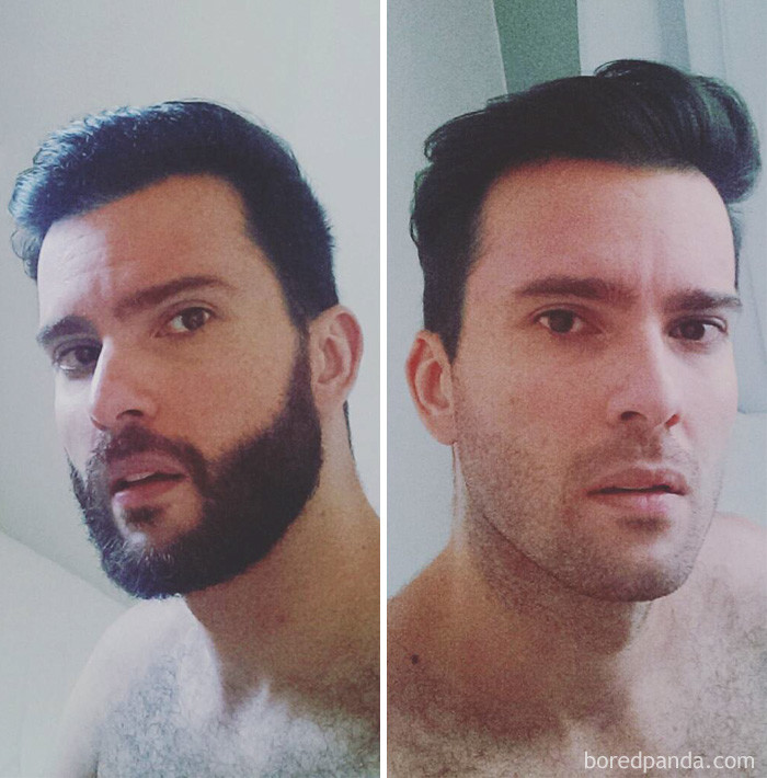 До и после бритья бороды, бритые, другой человек, как изменить внешность, мужчины, побрился, разительные перемены, усы
