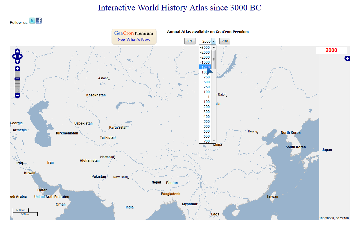 Рис. 2 – Карта мира за последние 5 тысячелетий
