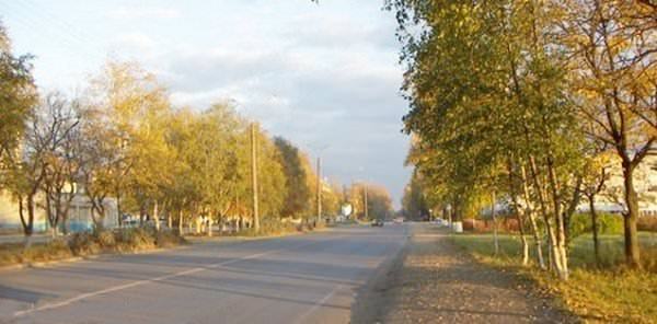 Советская улица (город Сокол) в осеннем убранстве