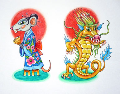 Рисунок крыса и дракон