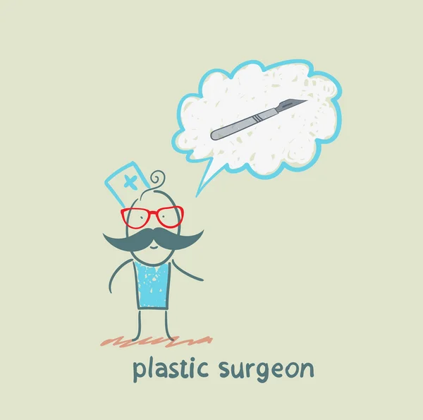 Хирург пластический хирург думает скальпеля — стоковый вектор