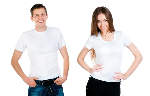 Мужчина и девушка в белой футболке — стоковое фото