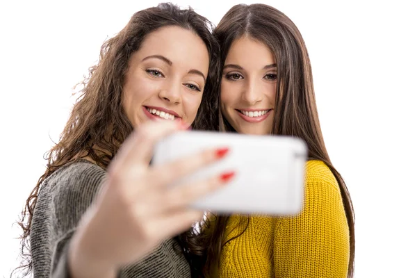 Девочки подростки с смартфон — стоковое фото