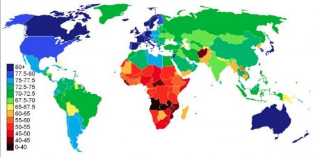 Продолжительность жизни в разных странах мира
